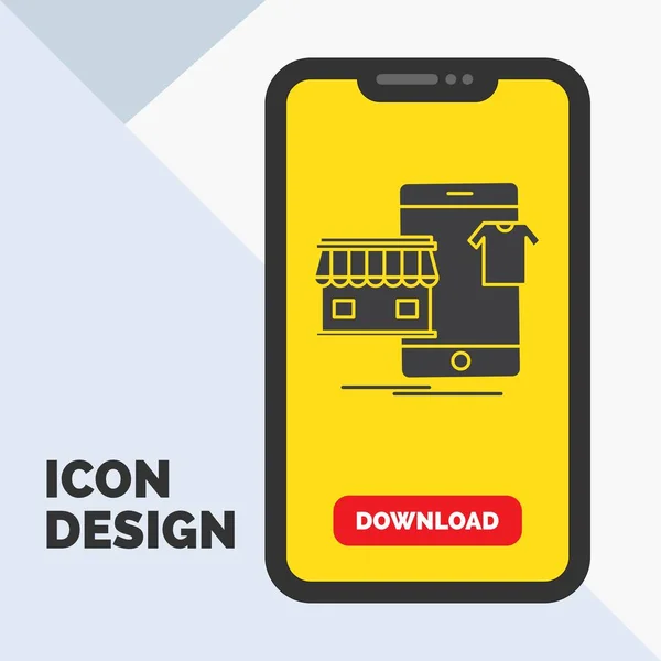 Compras Prendas Vestir Comprar Línea Tienda Glyph Icono Mobile Para — Archivo Imágenes Vectoriales