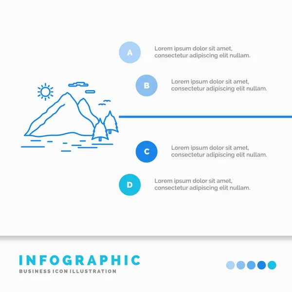 Natur Hügel Landschaft Berg Sonne Infografik Vorlage Für Website Und — Stockvektor