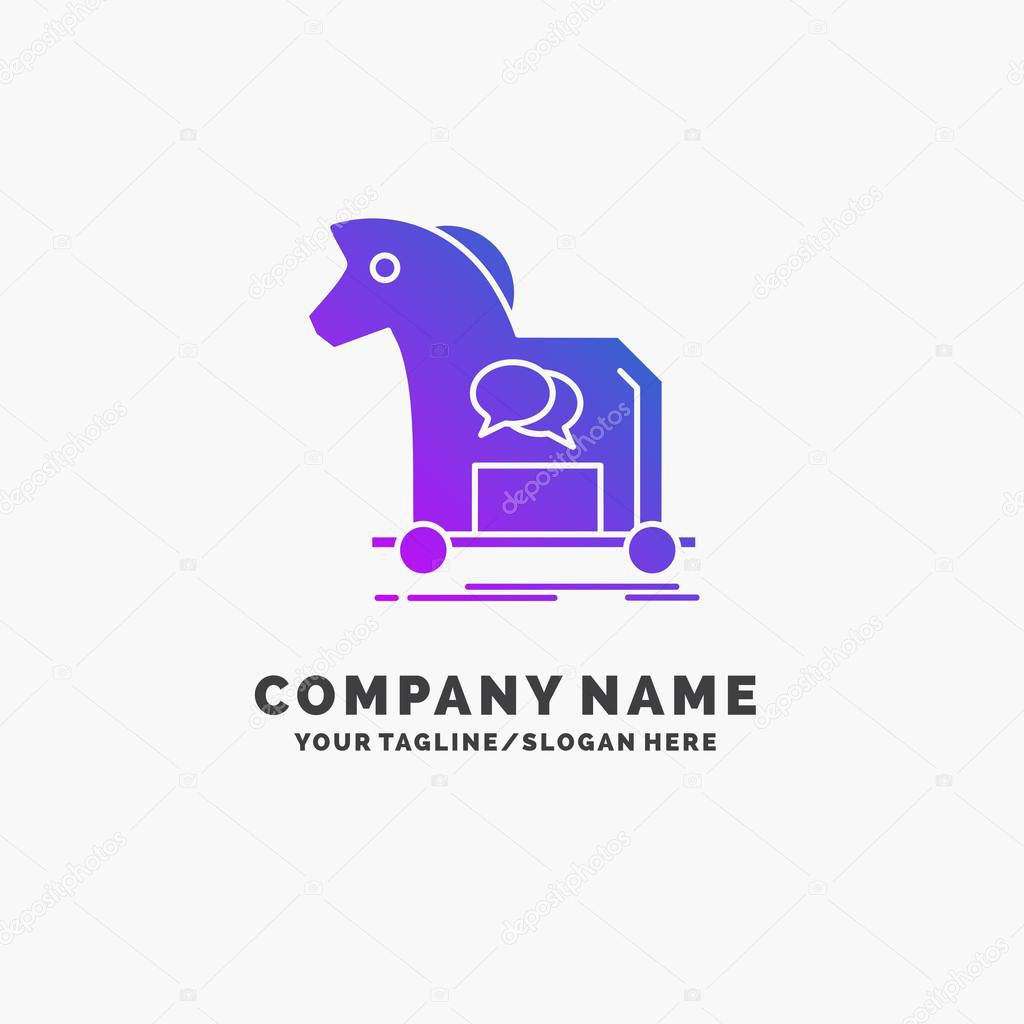 Cybercrime, horse, internet, trojan, virus Purple Business Logo Template. Place for Tagline.