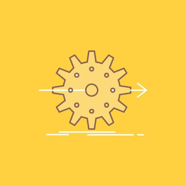 performans, ilerleme, iş, ayar, düz çizgi simgesini dolu dişli. Güzel Logo düğme UI ve Ux, Web veya mobil uygulama için sarı arka plan üzerinde