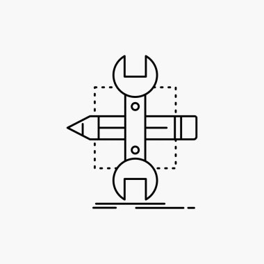 Build, design, develop, sketch, tools Line Icon. Vector isolated illustration