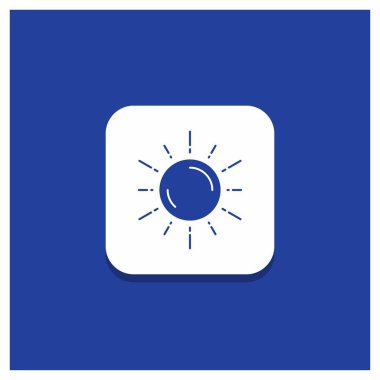 Mavi yuvarlak düğmesi için güneş, uzay, gezegen, astronomi, hava glif simgesi