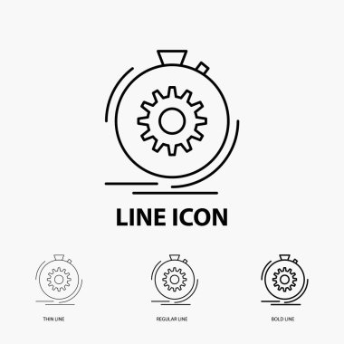 Aksiyon, hızlı, performans, işlemek, hız ince, normal ve kalın çizgi stili simgesini. Vektör çizim