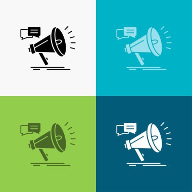 marketing, megaphone, announcement, promo, promotion Icon Over Various Background. glyph style design, designed for web and app. Eps 10 vector illustration