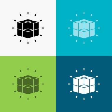 kutu, labirent, bulmaca, çözüm, küp Simge Çeşitli Arka Plan üzerinde. glyph tarzı tasarım, web ve uygulama için tasarlanmış. Eps 10 vektör illüstrasyon