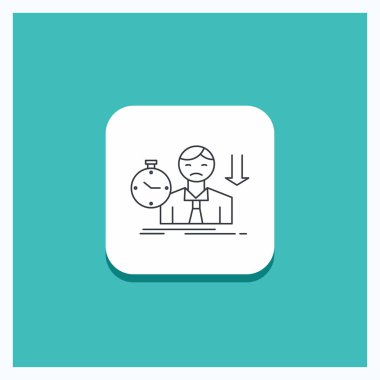 Zaman satırı simgesi turkuaz arka plan düğmesini başarısızlık, başarısız, üzgün, depresyon, yuvarlak