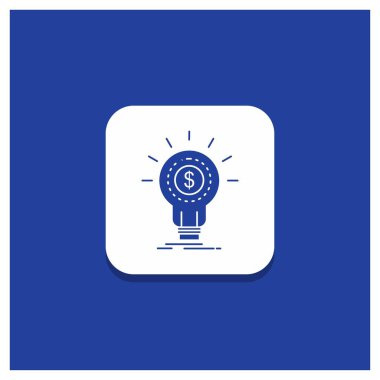 Finans, finansal, fikir, para, başlangıç glif simgesi mavi yuvarlak düğmesi