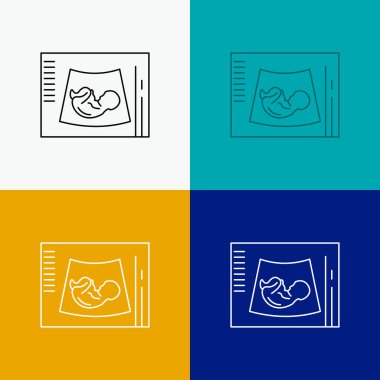 Hamile, hamilelik, ultrason, Bebek, ultrason simgesi üzerinde çeşitli arka plan. Çizgi stili tasarım, Web ve uygulama Eps 10 vektör çizim için tasarlanmış