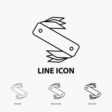 knife, army, camping, swiss, pocket Icon in Thin, Regular and Bold Line Style. Vector illustration