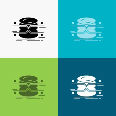 veritabanı, veri, mimari, infographics, simgesi üzerinde çeşitli arka plan izleme. glif tarzı tasarım, Web ve uygulama Eps 10 vektör çizim için tasarlanmış