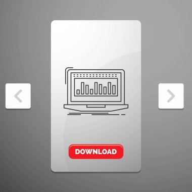 Veri, mali, dizin, kontrolü, hisse senedi rekreasyon Pagination Slider tasarımı ve kırmızı Download düğme çizgisi simgesinde