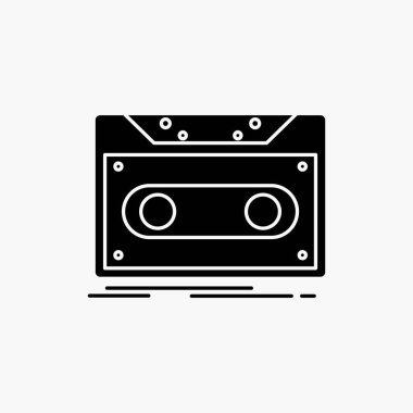 Kaset, demo, kaydetmek, teyp, glif simge kaydetmek. İzole vektör çizim