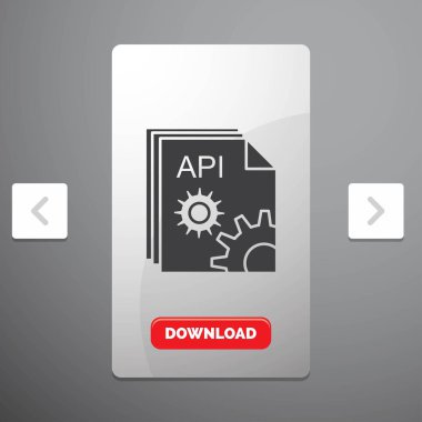 Api, app, coding, developer, software Glyph Icon in Carousal Pagination Slider Design & Red Download Button clipart svg vector 