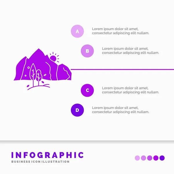 Hill Krajina Příroda Hory Strom Infografiky Šablonu Pro Webové Stránky — Stockový vektor
