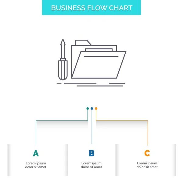 Folder Tool Repair Resource Service Business Flow Chart Design Steps — Stock Vector