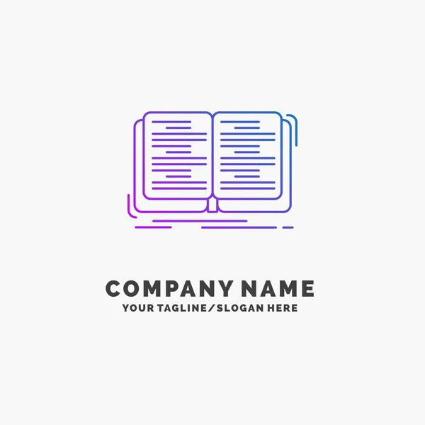 Libro Educación Lección Estudio Purple Business Logo Template Lugar Para — Vector de stock