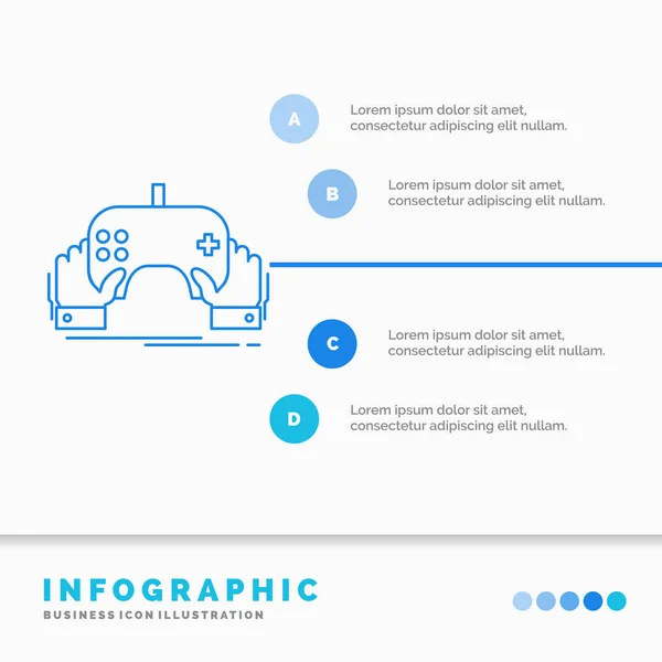 Game Gaming Mobile Entertainment App Infographics Template Website Presentation Line — Stock Vector