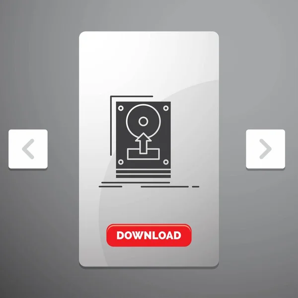 ไดรฟ Hdd พโหลดไอคอน Glyph Carousal Pagination Slider Design Red Download — ภาพเวกเตอร์สต็อก