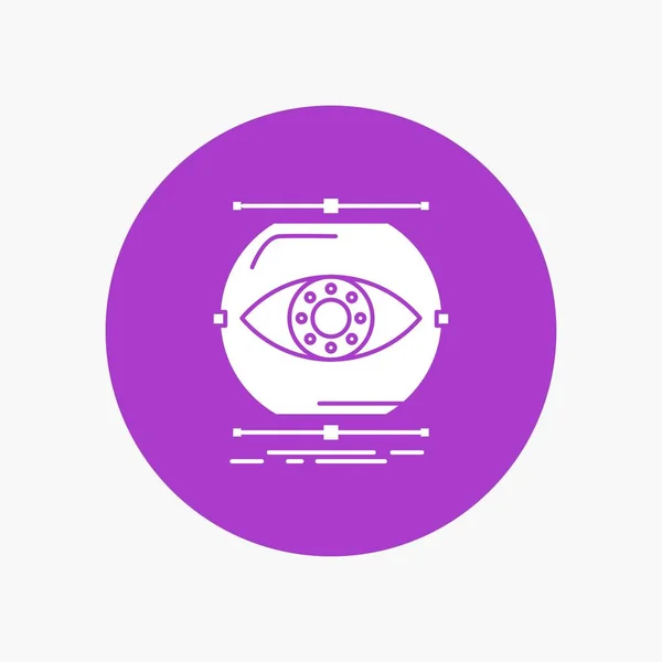 Visualiser Concevoir Surveiller Surveiller Voir White Glyph Icon Circle Illustration — Image vectorielle