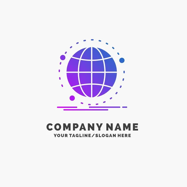 Dados Global Internet Rede Web Purple Business Logo Template Lugar — Vetor de Stock