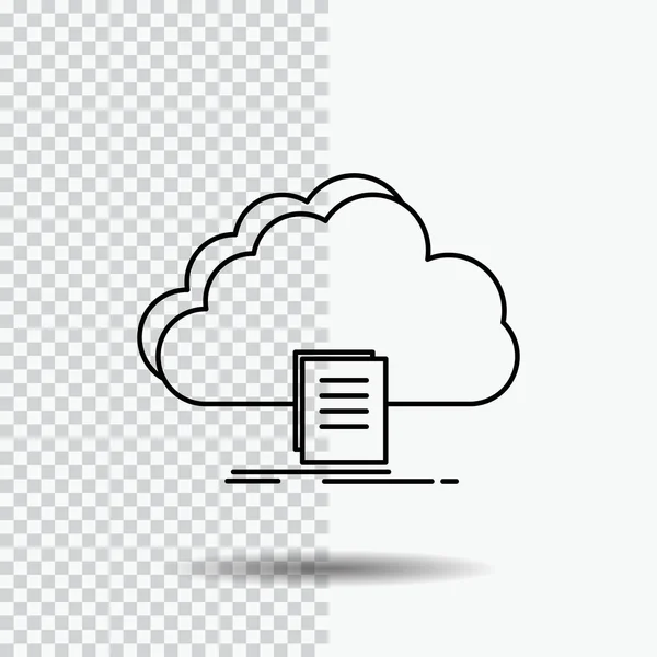 Cloud Accès Document Fichier Télécharger Line Icon Sur Fond Transparent — Image vectorielle