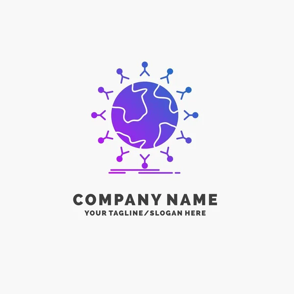 Global Estudante Rede Globo Crianças Purple Business Logo Template Lugar — Vetor de Stock
