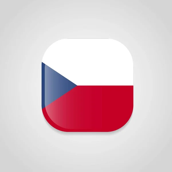 Botão Redondo Projeto Bandeira República Checa —  Vetores de Stock