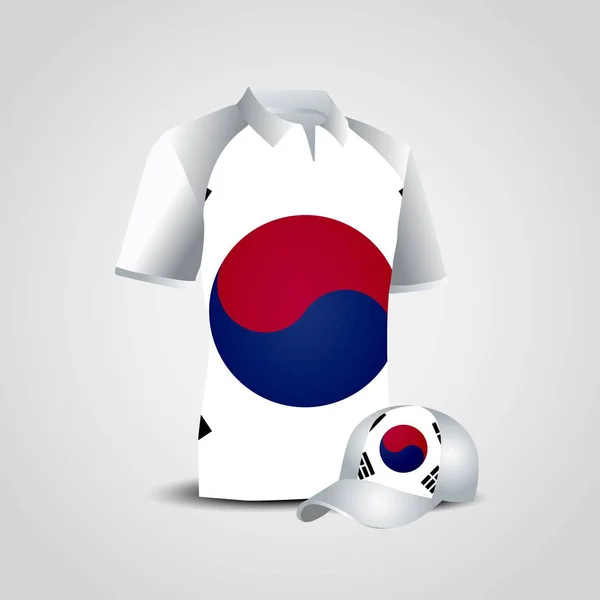 South Korea Sports Shirt Cap Vector Design — Stock vektor