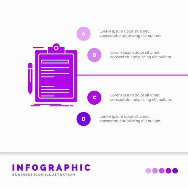 Vertrag Prüfung Geschäft Erledigt Clipboard Infografik Vorlage Für Website Und — Stockvektor