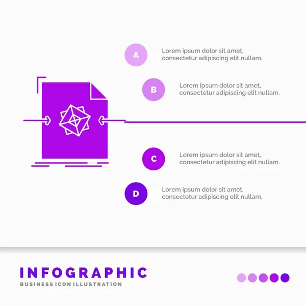 处理网站和演示文稿的信息图形模板 字形紫色图标信息图样式矢量插图 — 图库矢量图片