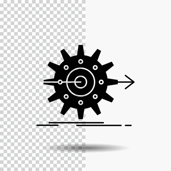 Performance Progress Work Setting Gear Glyph Icon Transparent Background Black — Stock Vector