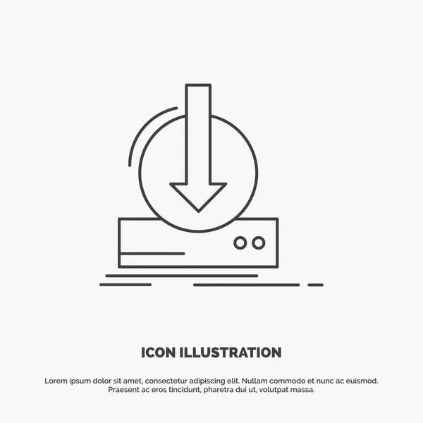 Zusätzlich Content Dlc Download Game Icon Linienvektor Graues Symbol Für — Stockvektor