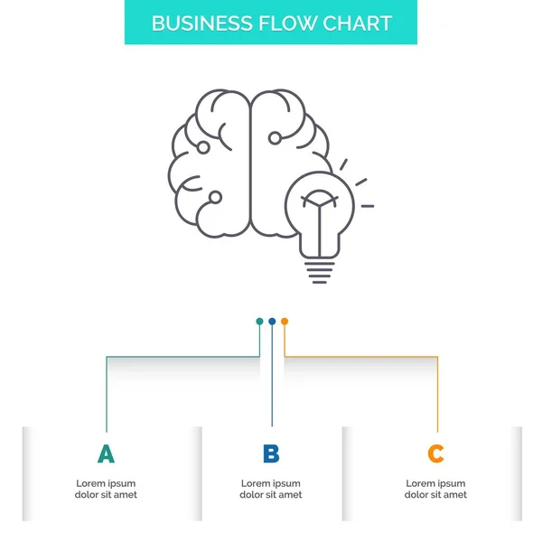 Idée Entreprise Cerveau Esprit Ampoule Conception Organigramme Affaires Avec Étapes — Image vectorielle