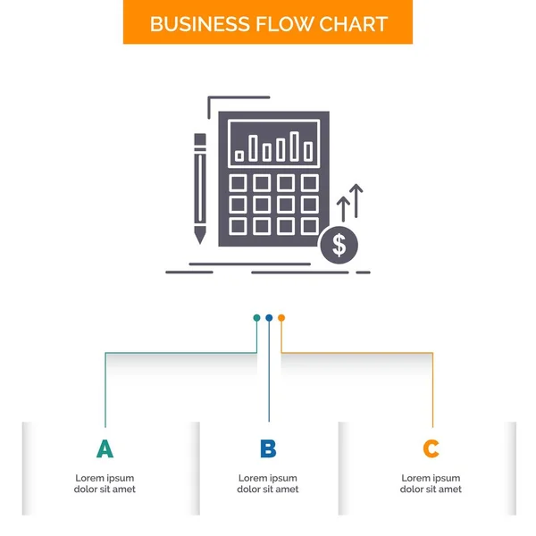 Berechnung Daten Finanz Investitions Markt Business Flow Chart Design Mit — Stockvektor