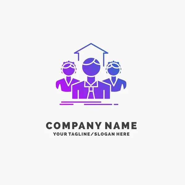 Team Business Lavoro Squadra Gruppo Incontro Purple Business Logo Template — Vettoriale Stock