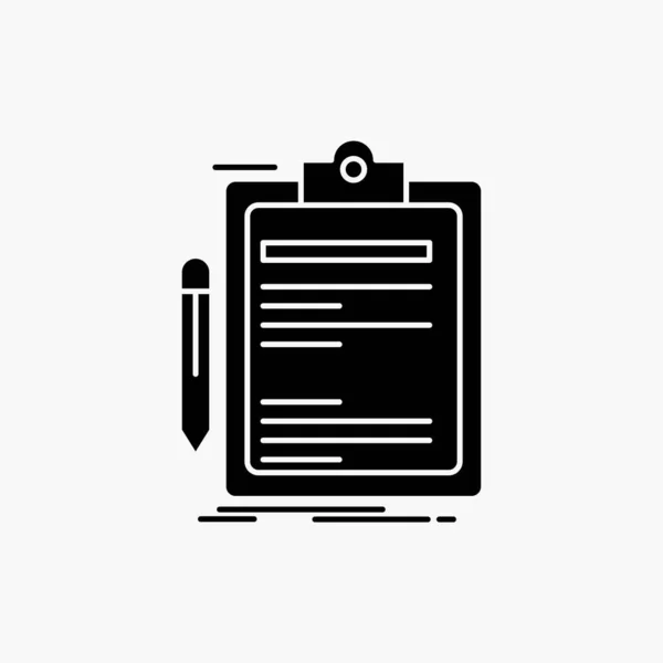 Contrat Chèque Affaires Fait Clip Board Glyph Icon Illustration Vectorielle — Image vectorielle