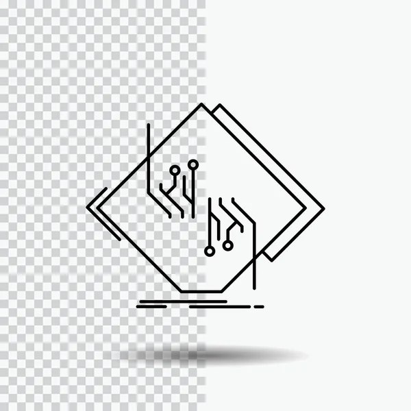 Carte Puce Circuit Réseau Icône Ligne Électronique Sur Fond Transparent — Image vectorielle
