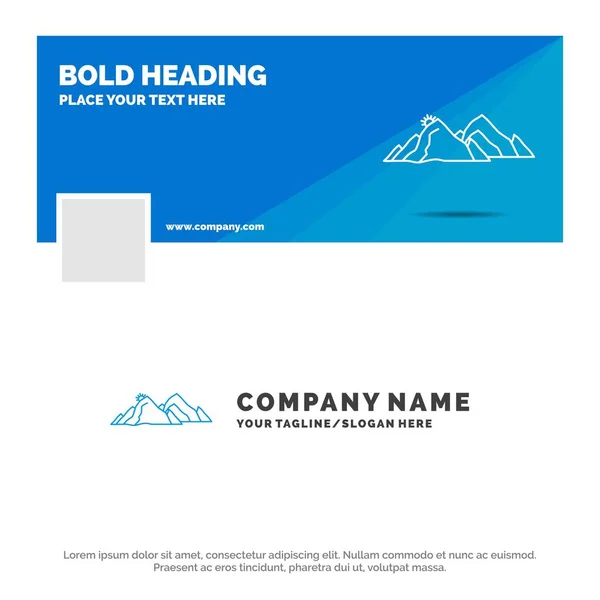 Blue Business Logo Template Montagna Paesaggio Collina Natura Scena Facebook — Vettoriale Stock