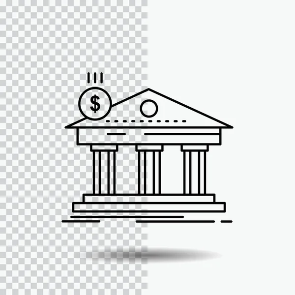 Architecture Bank Banking Building Federal Line Icon Transparent Background Black — Stock Vector