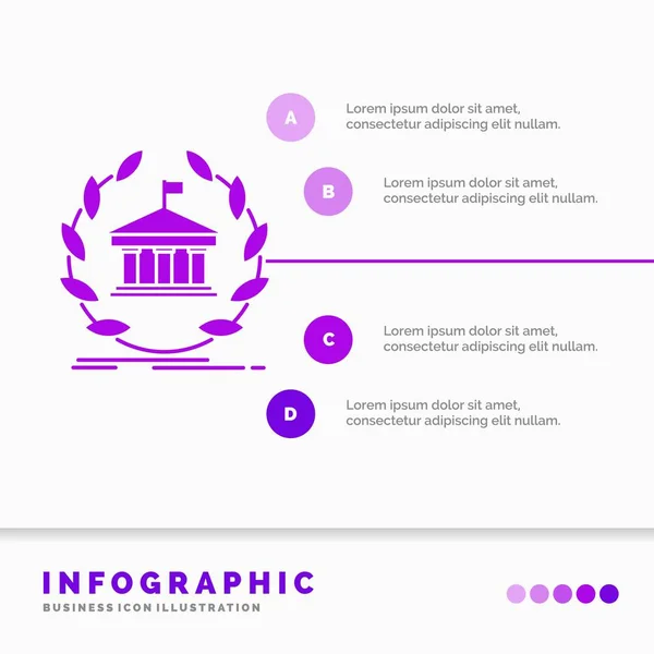 Banco Banca Línea Universidad Edificio Educación Infografías Plantilla Para Sitio — Vector de stock