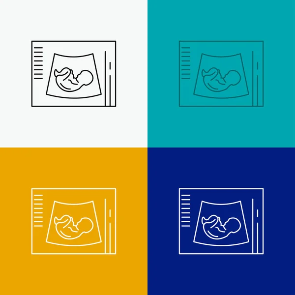 Maternity Pregnancy Sonogram Baby Ultrasound Icon Various Background Line Style — Stock Vector