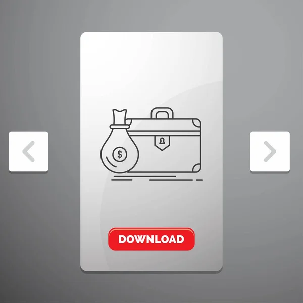 Aktetas Business Case Open Portefeuille Lijn Pictogram Carousal Paginering Slider — Stockvector