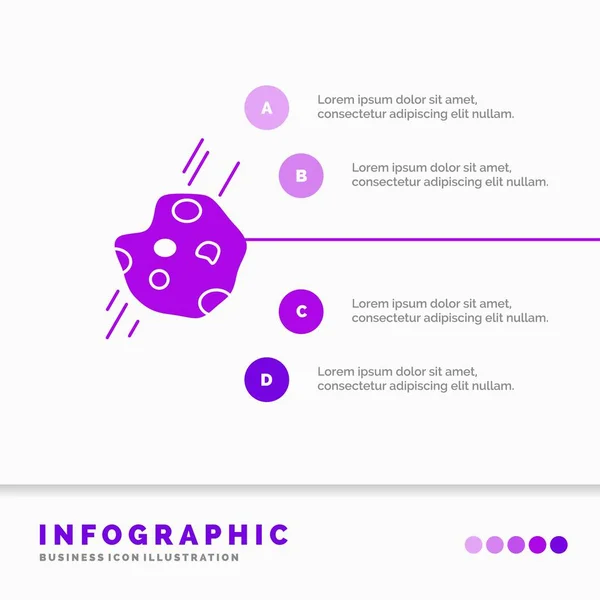 Астероид Астрономия Метеорит Космос Комета Инфографическая Иллюстрация Стиле Иконки Glyph — стоковый вектор