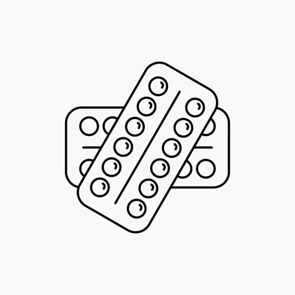 Medicina Píldora Medicamentos Tableta Paciente Line Icon Ilustración Aislada Vectorial — Archivo Imágenes Vectoriales