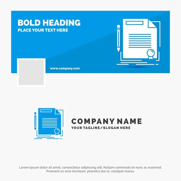 Blue Business Logo Plantilla Para Acuerdo Contrato Trato Documento Papel — Vector de stock