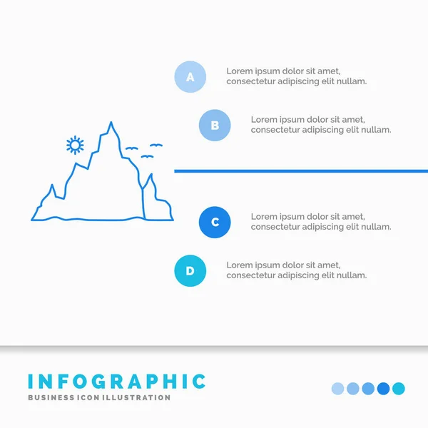 Berg Landschaft Hügel Natur Sonne Infografik Vorlage Für Website Und — Stockvektor