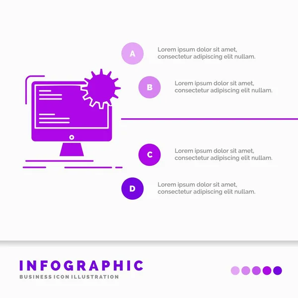 Internet Layout Page Site Static Infographics Template Website Presentation Glyph — Stock Vector