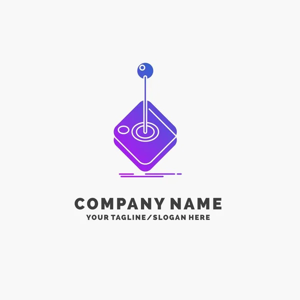 Arcade Jogo Jogos Joystick Vara Purple Business Logo Template Lugar — Vetor de Stock