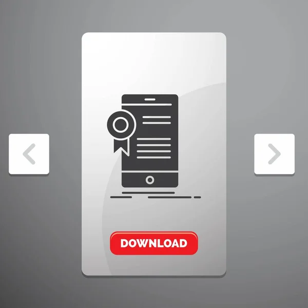 Certificado Certificación Aplicación Aplicación Aprobación Glifo Icono Paginación Carrusel Slider — Archivo Imágenes Vectoriales