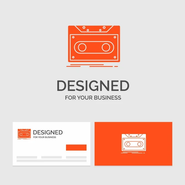 Business Logo Sjabloon Voor Cassette Demo Record Tape Record Oranje — Stockvector